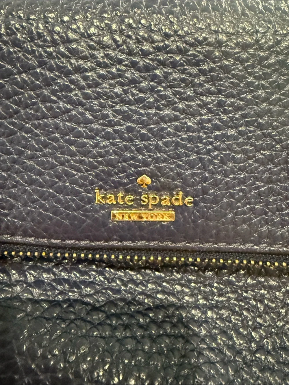 kate spade Navy Pebbled Leather Crossbody with Gold Hardware - Picture 6 of 9